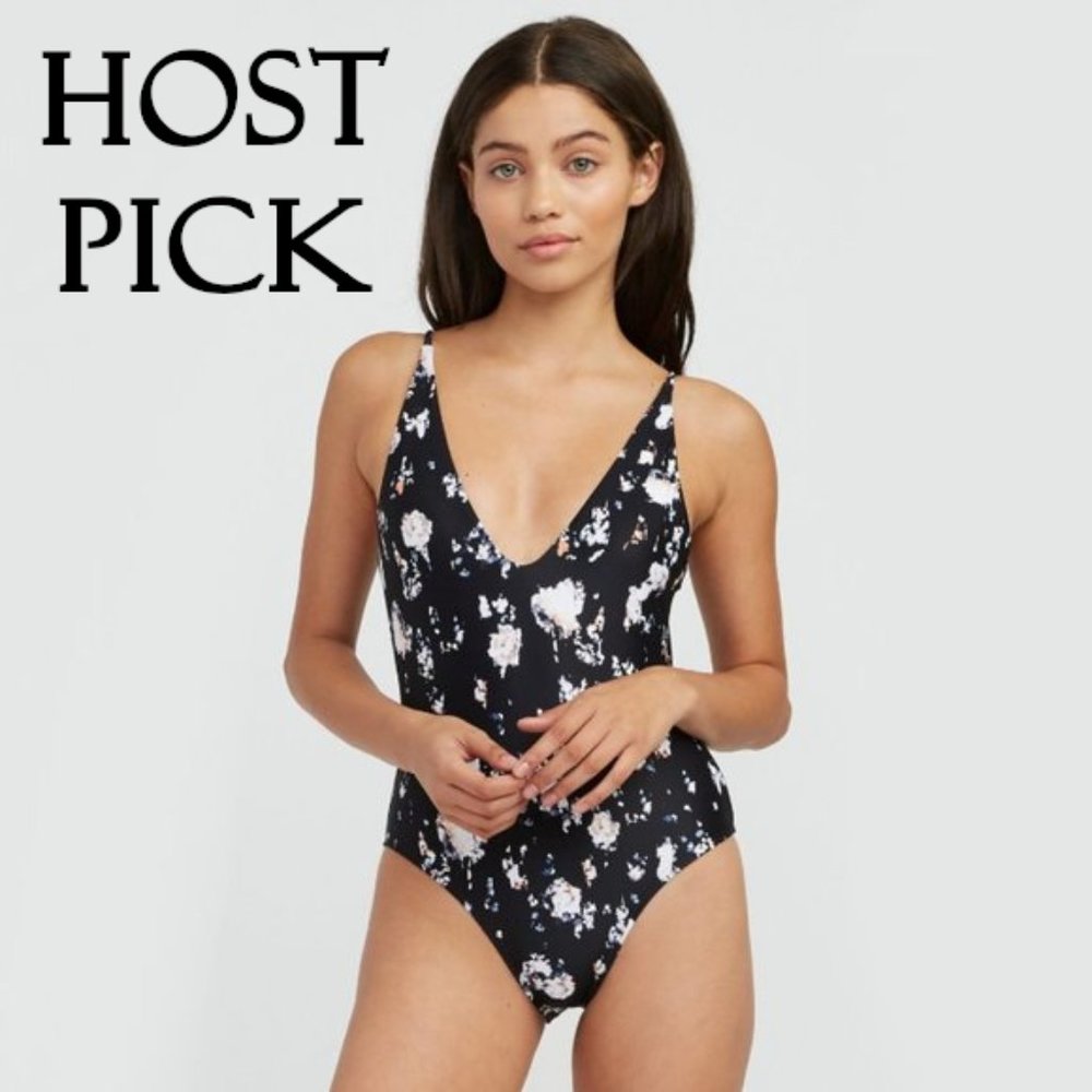 NWT RVCA dark floral print one piece swimsuit